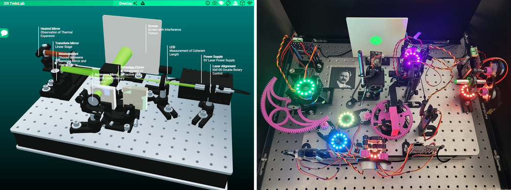 XRTL Webinterface (links) und XRTL Michelson Interferometer (rechts)