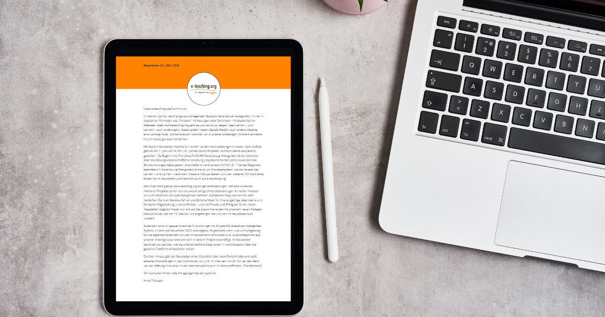 Bild zum Verweis auf 'Der neue Newsletter von e‑teaching.org ist da (Ausgabe 58)'