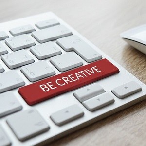 Tastatur mit Aufschrift Be Creative Tastatur mit Aufschrift Be Creative