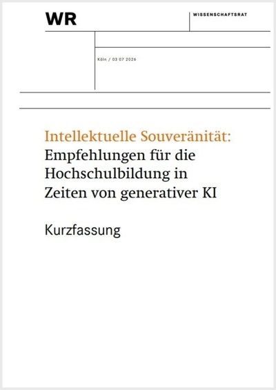 Cover: Empfehlungen des Wissenschaftsrats „Intellektuelle Souveränität“