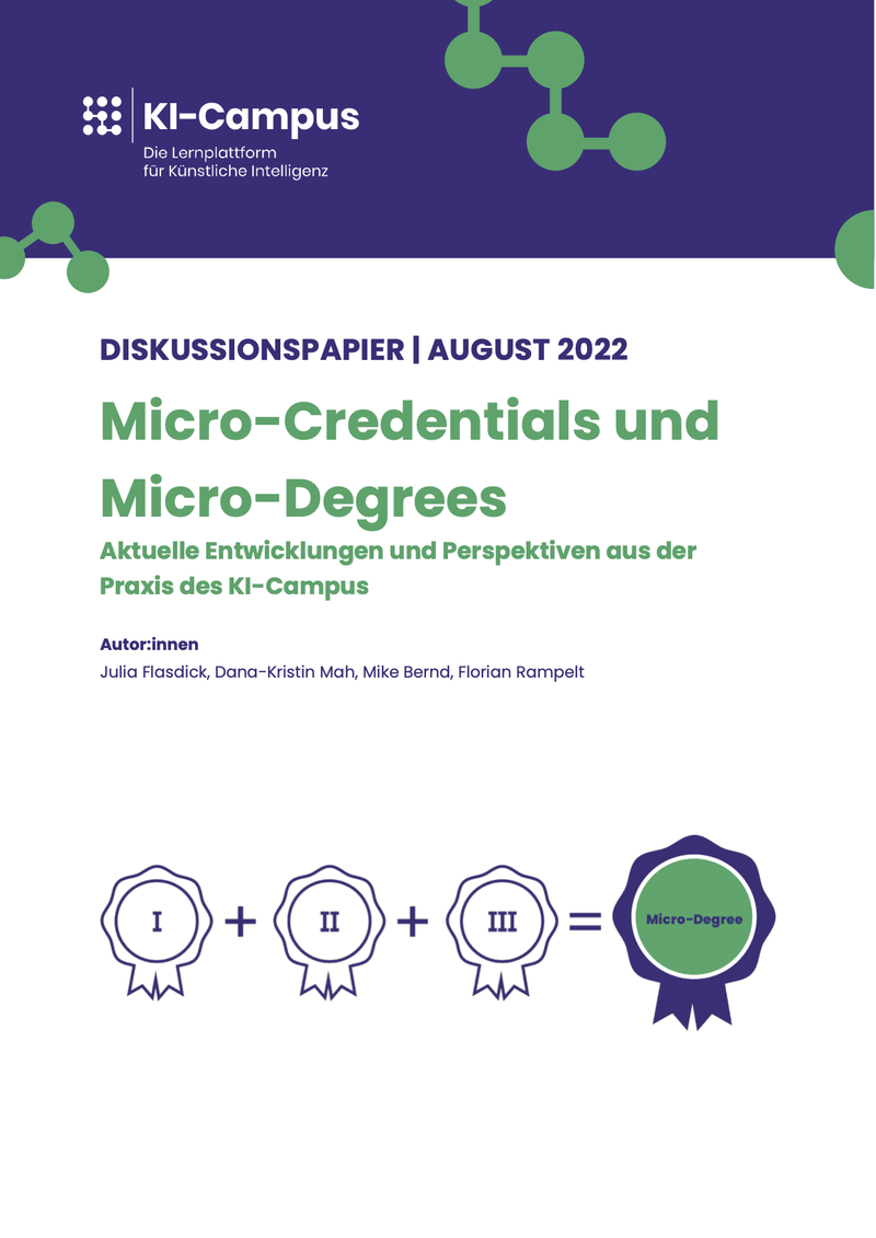 Titelblatt: Diskussionspapier KI-Campus Micro-Degrees