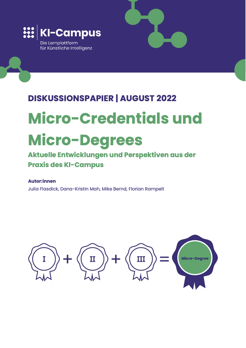 Titelblatt: Diskussionspapier KI-Campus Micro-Degrees Titelblatt: Diskussionspapier KI-Campus Micro-Degrees