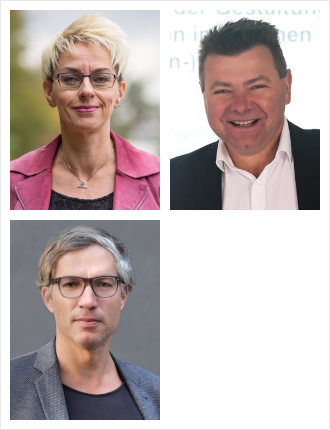 Dr. Sabine Hemsing, Prof. Dr. Konrad Faber (beide VCRP) und Uwe Cämmerer-Seibel (eTeach-Netzwerk Thüringen) Portraitbilder von Dr. Sabine Hemsing, Prof. Dr. Konrad Faber und Uwe Cämmerer-Seibel