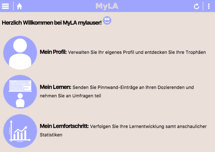 Screenshot der MyLa-Startseite Bildbeschreibung (1 - 3 Wörter)